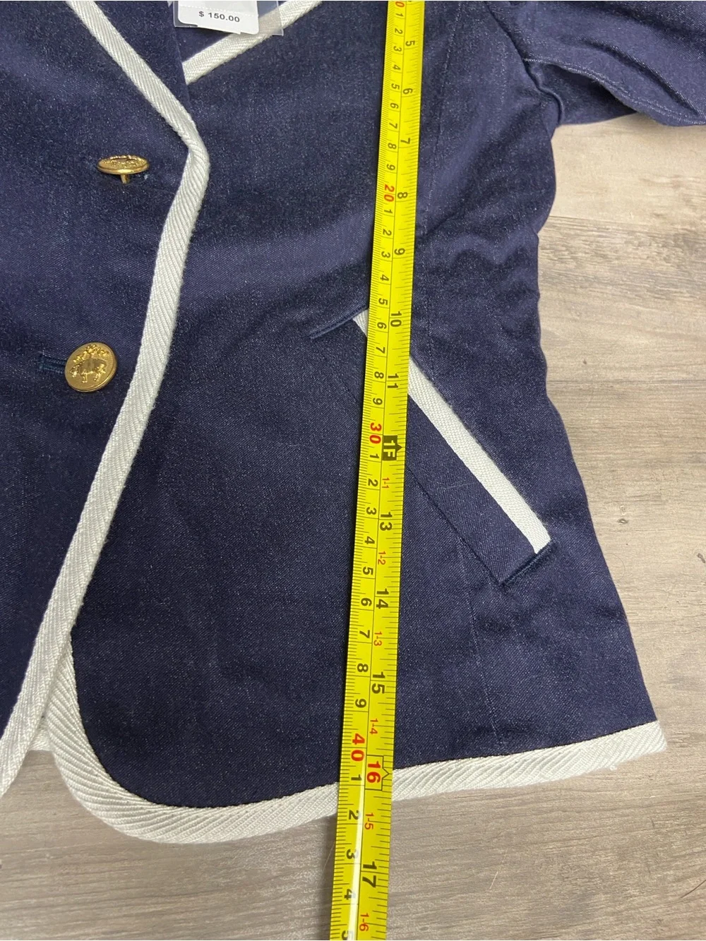 NEW Brooks Brothers Dark Wash Denim White Trim Blazer Nautical Preppy Kids Sz 6